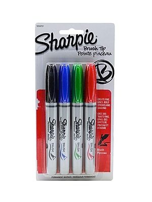 4-Pack Sharpie 1810701 Brush Tip Permanent Marker Assorted Colors